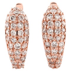 14KT Rose Gold Pave Diamond Wide Huggie Hoop Earrings