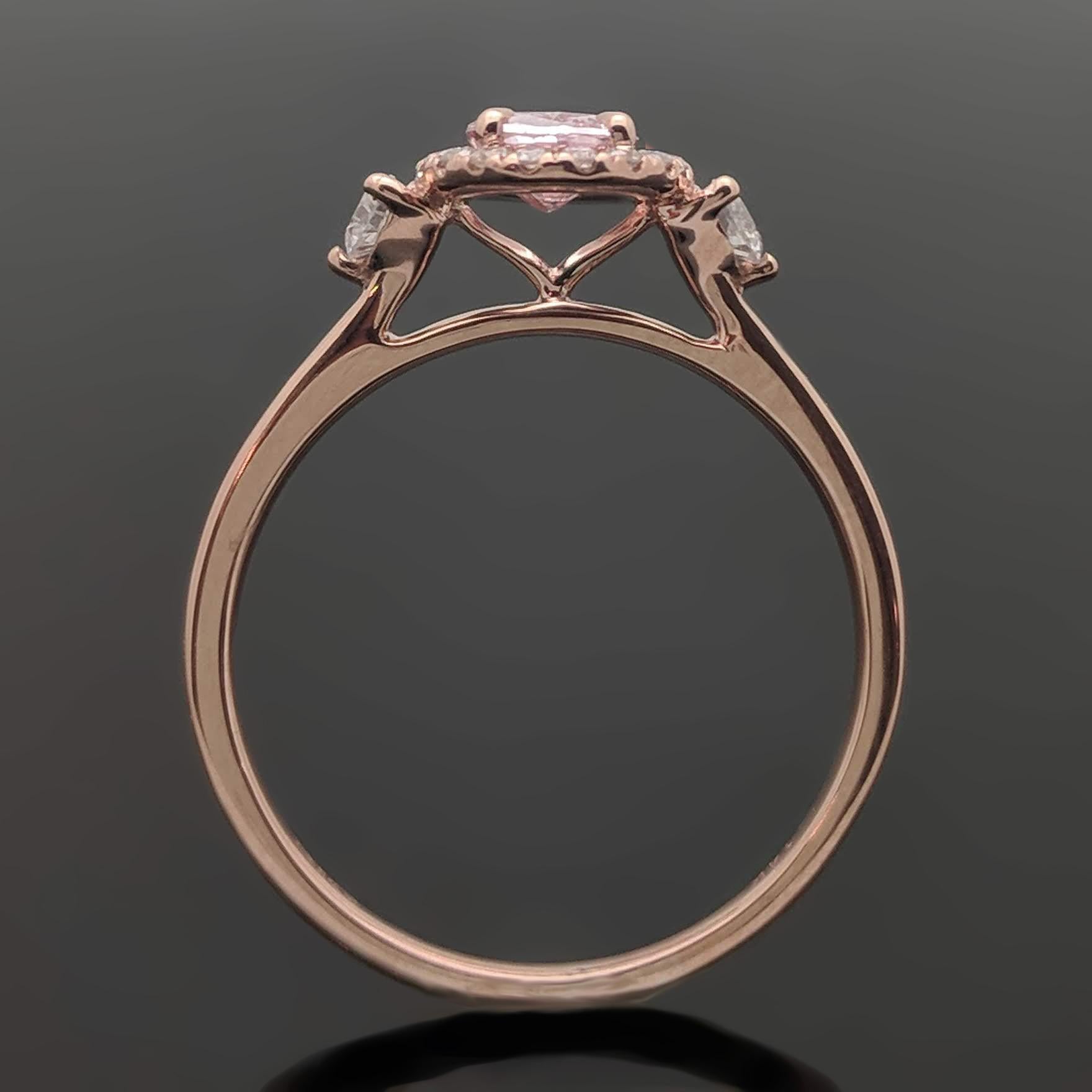 14 Karat Rose Gold Pink Sapphire and Diamond Ring For Sale 1