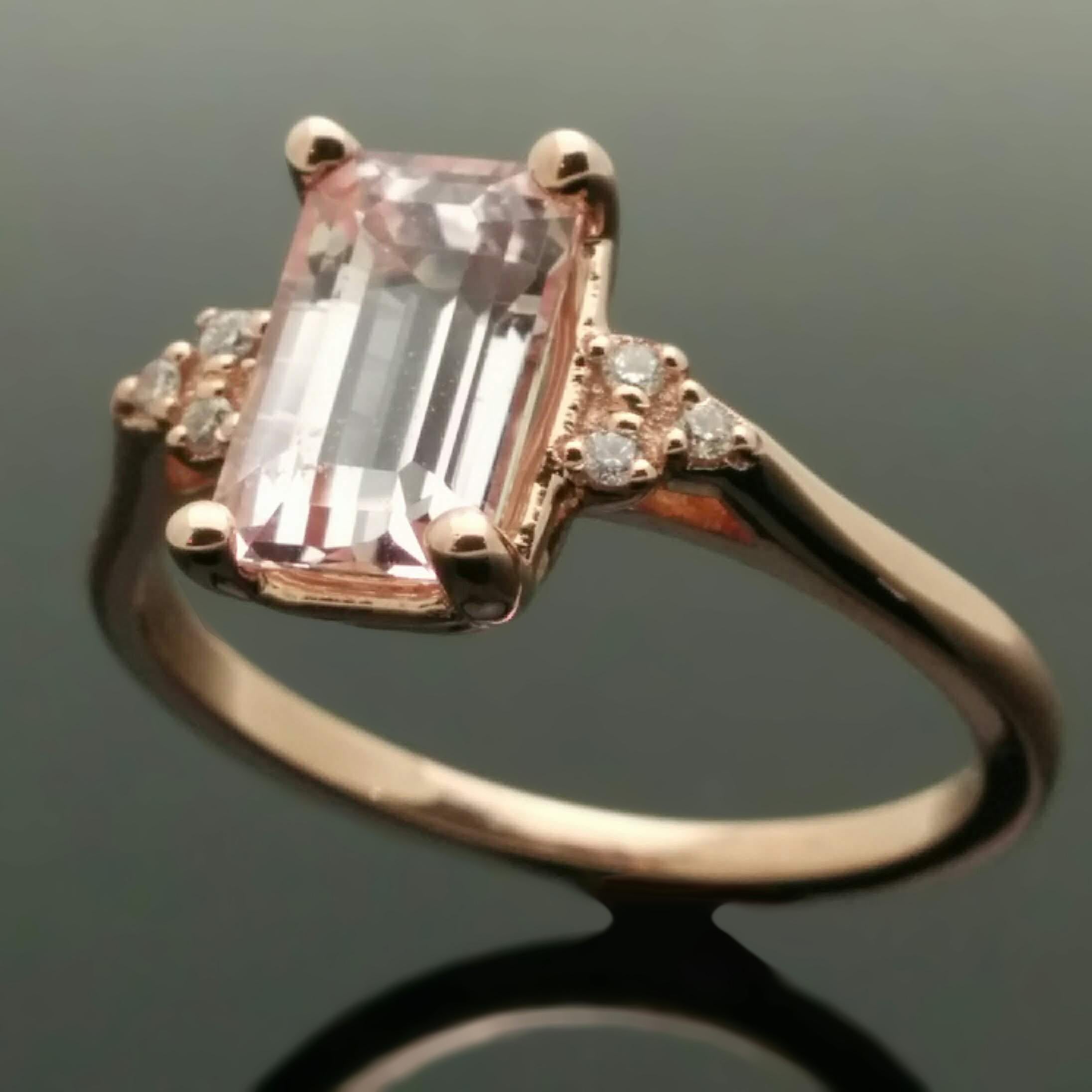 14 Karat Rose Gold Pink Sapphire and Diamond Ring For Sale 1