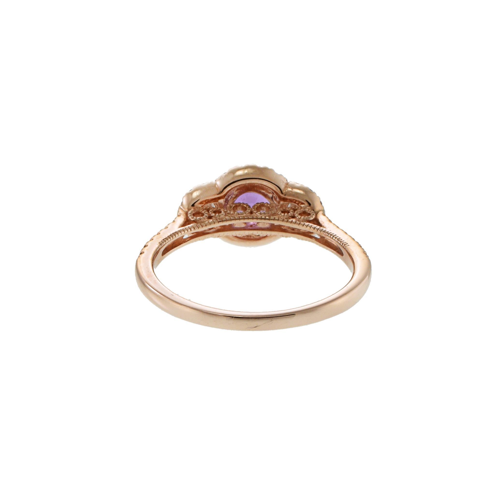 14KT Rose Gold Pink Sapphire and Diamond Ring For Sale 2