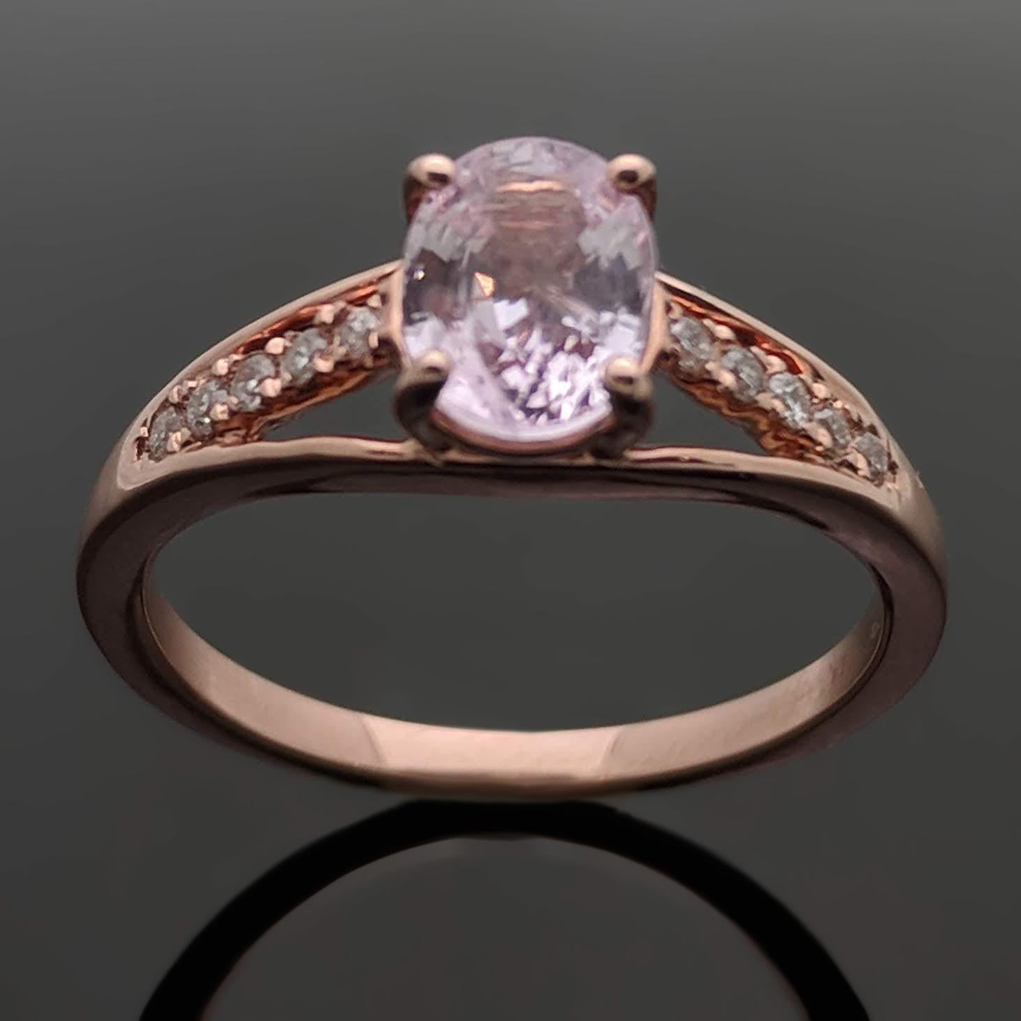 Women's 14 Karat Rose Gold Pink Sapphire and Diamonds Ring For Sale
