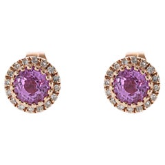 14KT Kreis-Ohrring aus Roségold mit rosa Saphiren und Diamanten