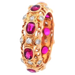 14kt Rose Gold Ring with BURMA Rubies and Diamonds with Certificate