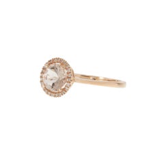 14KT Rose Gold Runde Morganit Ring mit Diamant Halo