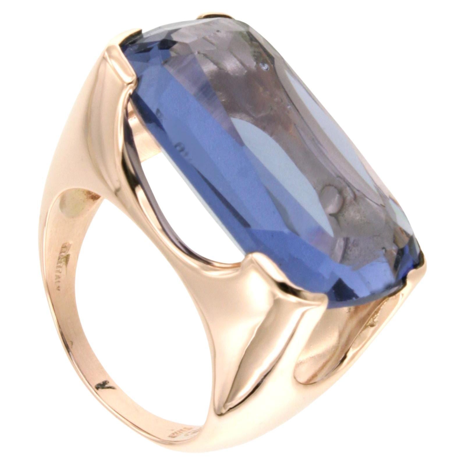 14Kt Rose Gold  Stone Blue London Quartz Modern Amazing Fashion Cocktail Ring
