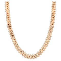 14kt Rose Gold Thin Cuban Link Chain With 17.05ct Diamonds 
