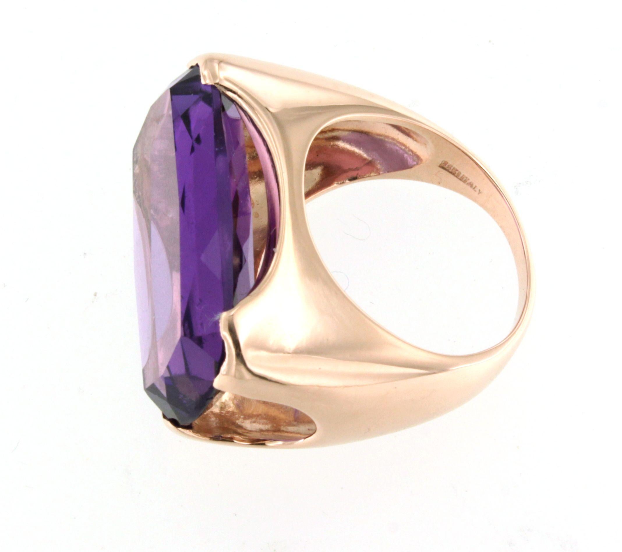 Oro rosa 14Kt con ametista  A. Stone Moderno Stupefacente  Anello da cocktail In condizioni Nuovo in vendita a GALLARATE, IT