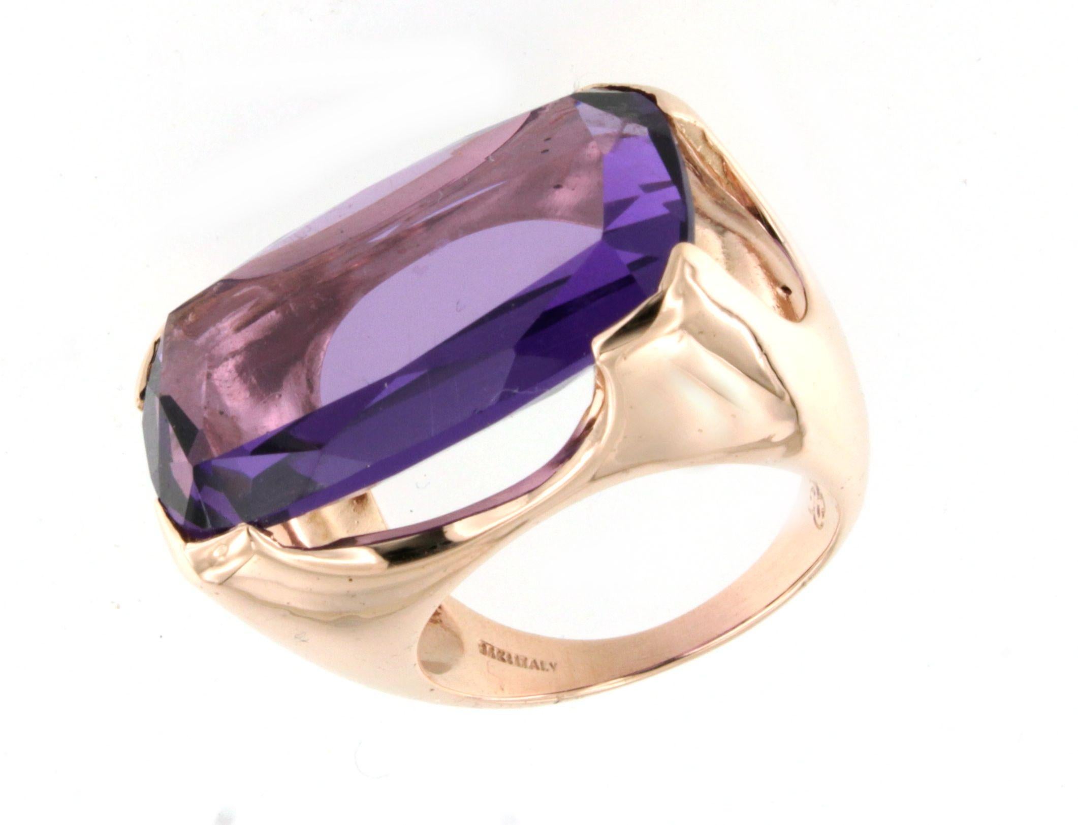 Oro rosa 14Kt con ametista  A. Stone Moderno Stupefacente  Anello da cocktail in vendita 1