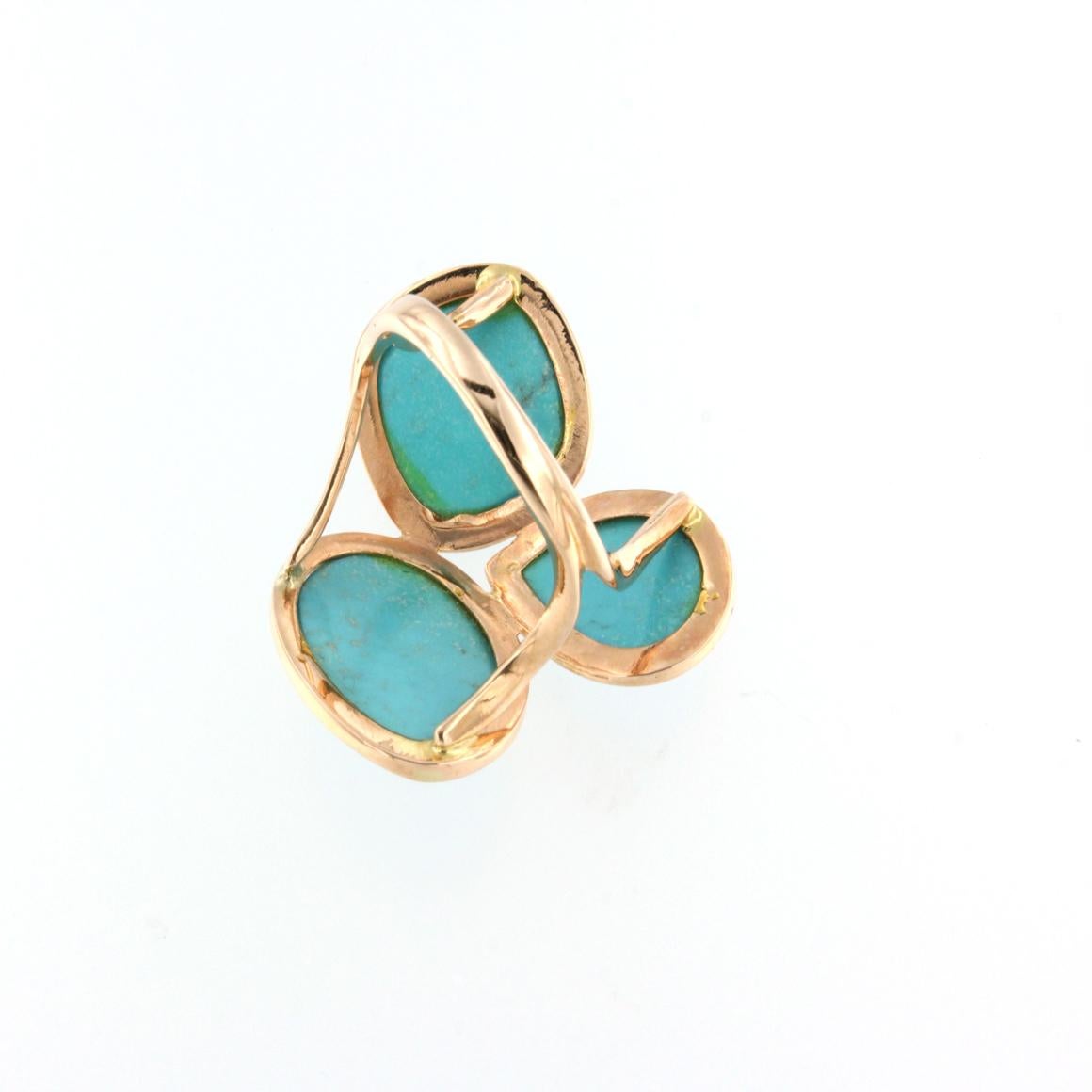 14kt Rose Gold with Turquoise Ring In New Condition For Sale In GALLARATE, IT