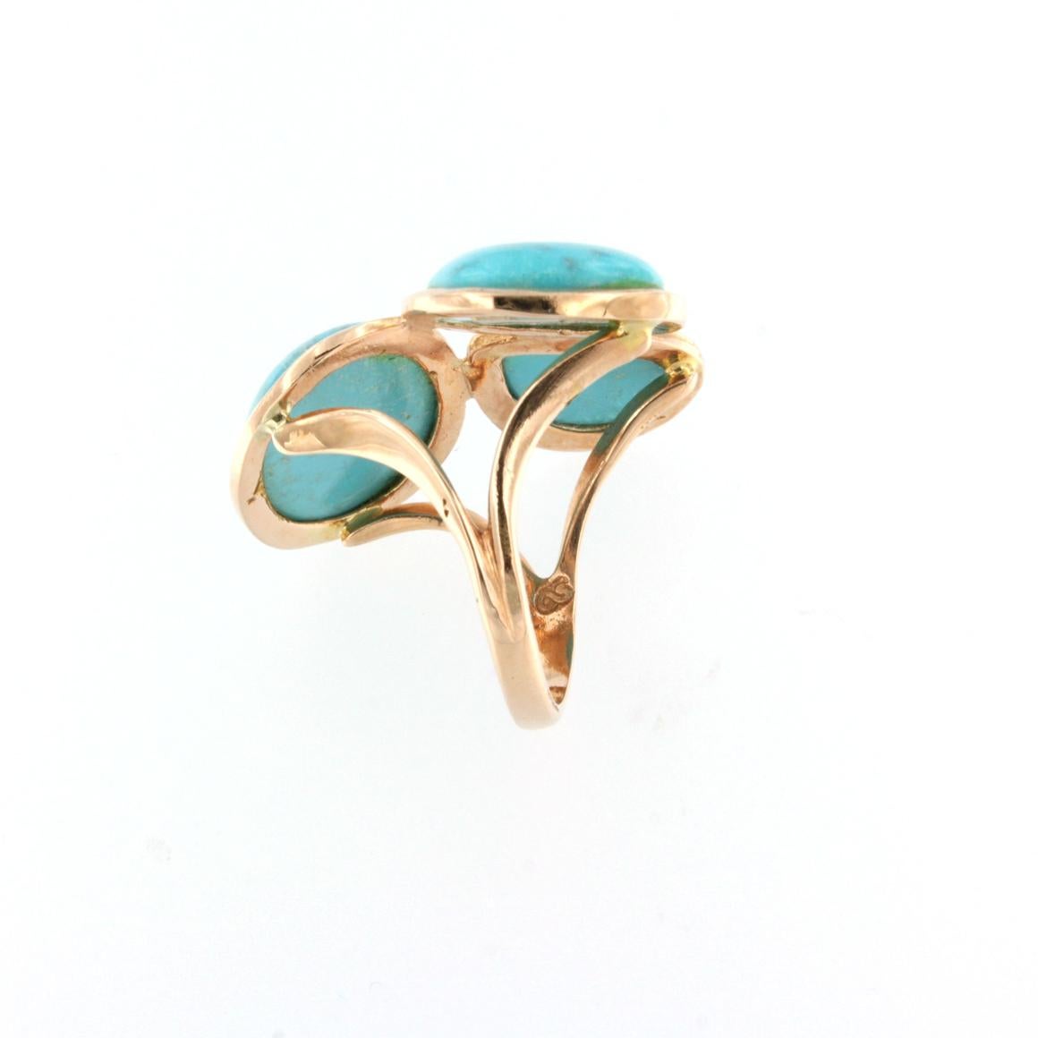Women's or Men's 14kt Rose Gold with Turquoise Ring For Sale