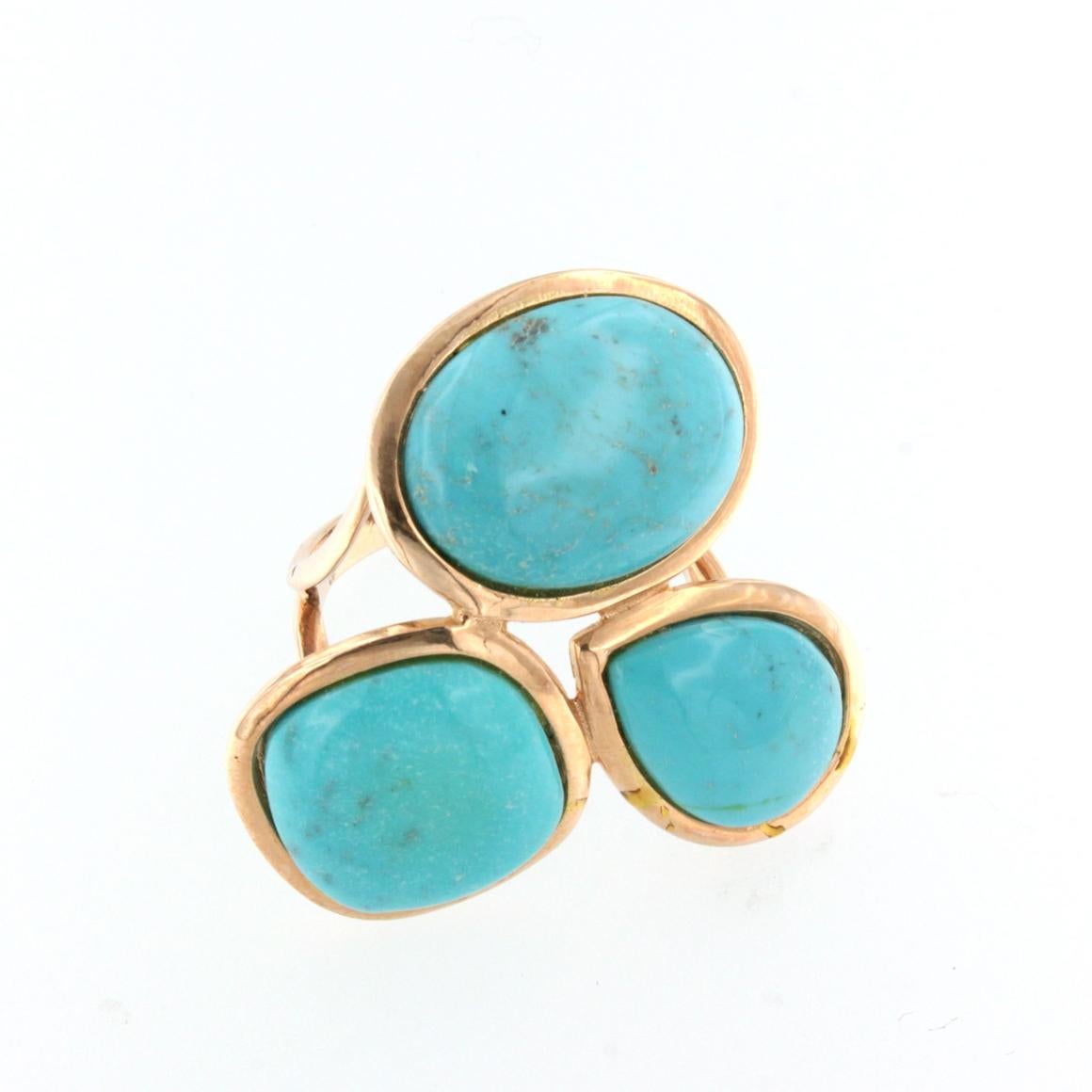 14kt Rose Gold with Turquoise Ring For Sale 1