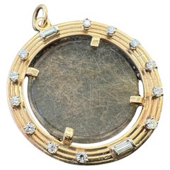 Colgante de cuarzo rutilado, oro y diamantes de 14 quilates