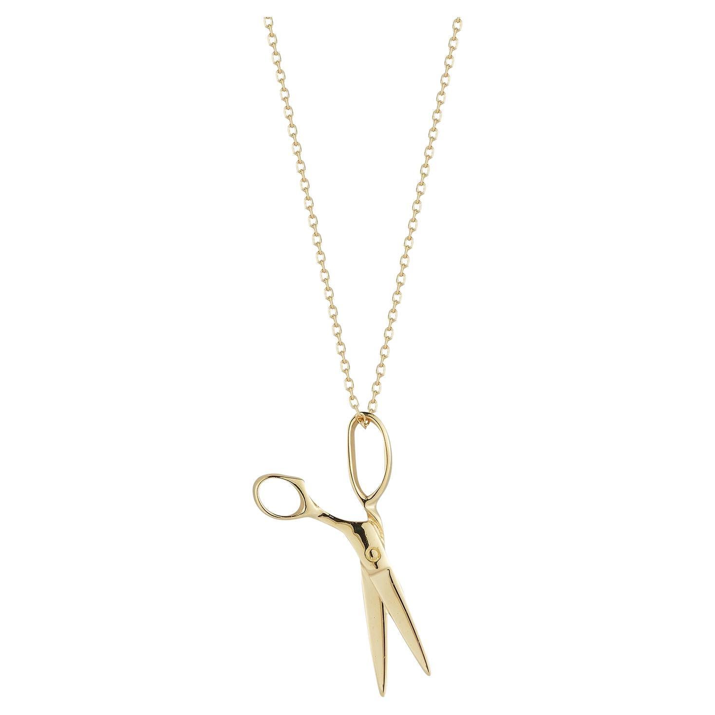 14kt Scissor Necklace For Sale