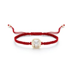 14kt Secret Initial Bracelet on Red Macrame