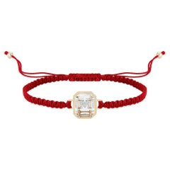 14kt Secret Initial Bracelet on Red Macrame