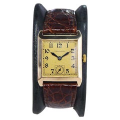 14Kt. Solid Gold Art Deco Tank Watch with Original Dial circa 1930's
