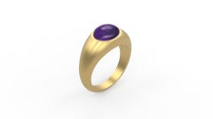 14kt solid gold ring with amethyst cabochon