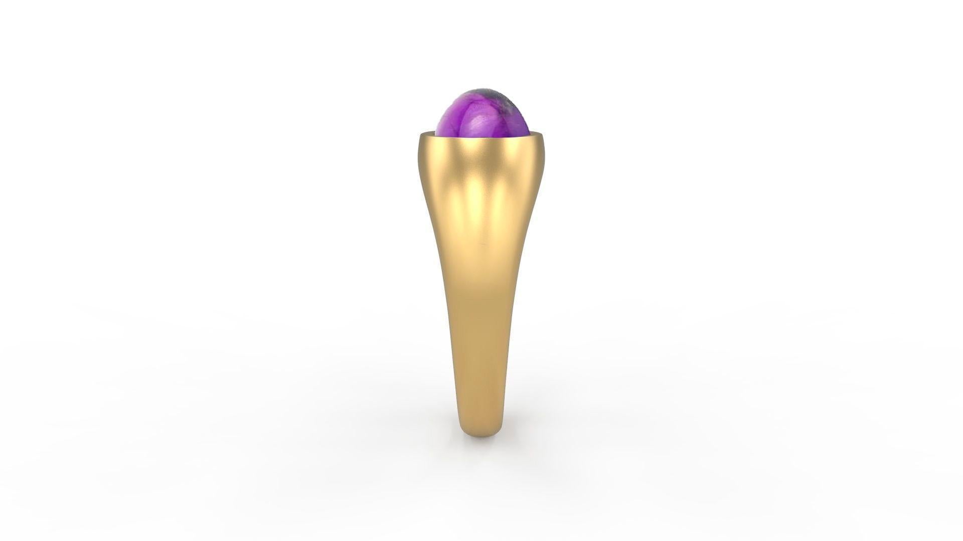 in vendita:  Anello in oro massiccio 14kt con ametista cabochon 3