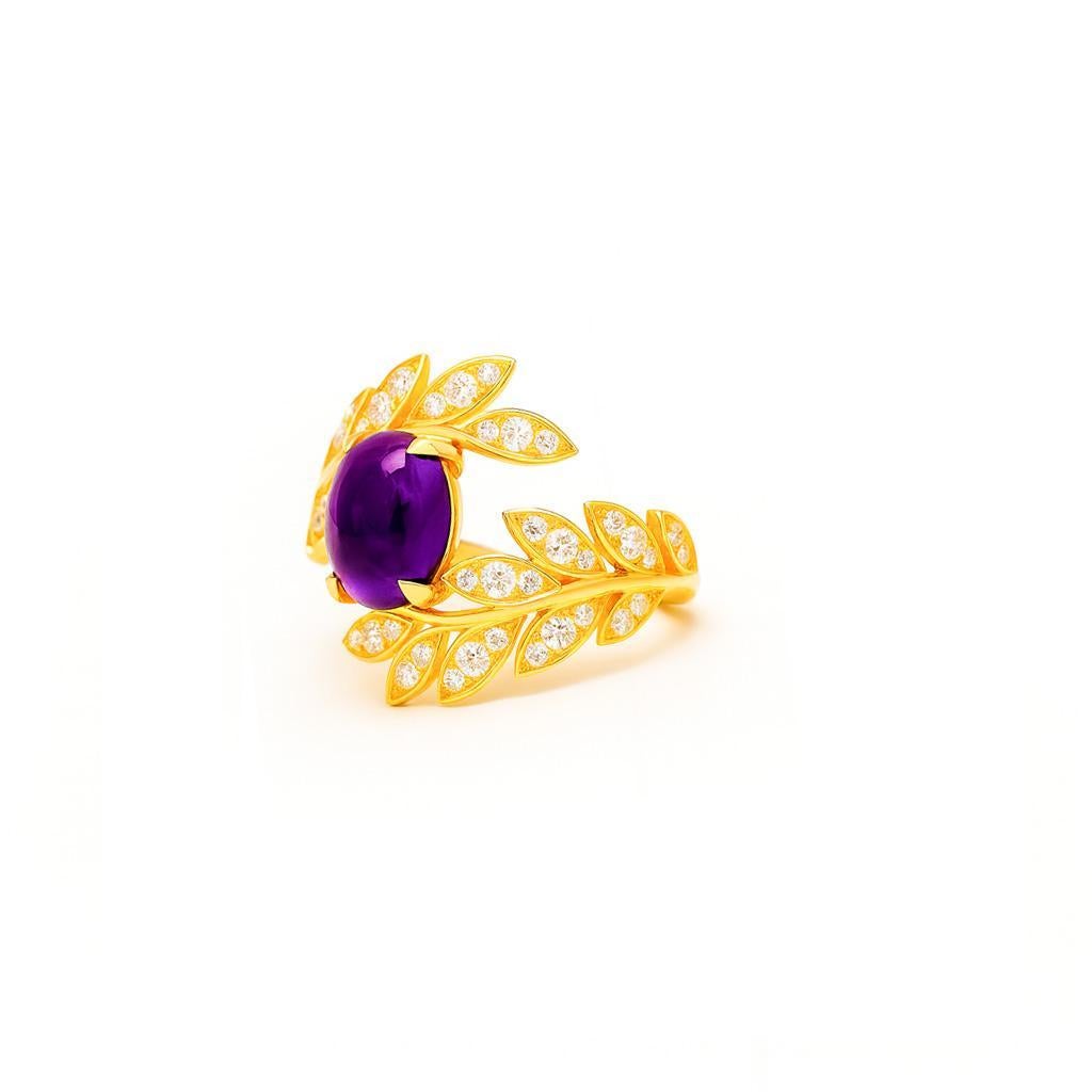 in vendita:  Anello in oro massiccio 14kt con ametista cabochon 3