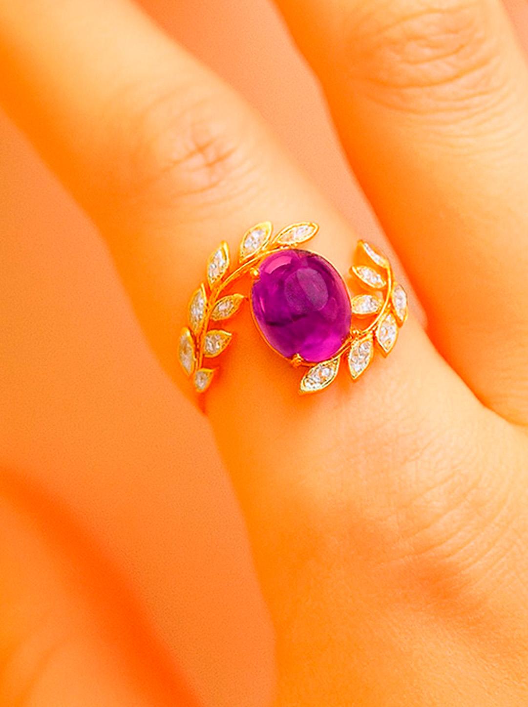 in vendita:  Anello in oro massiccio 14kt con ametista cabochon 5