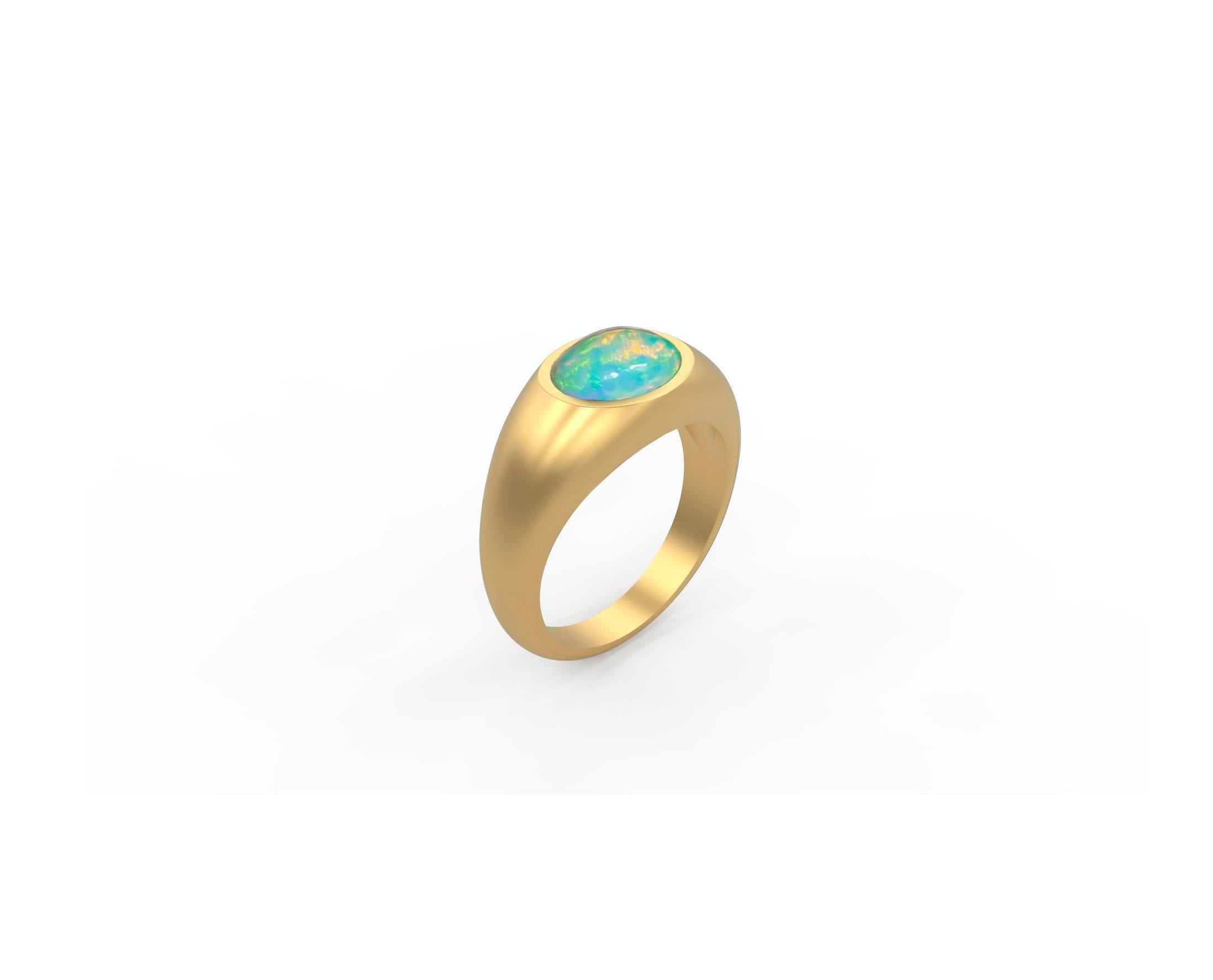 Im Angebot: Ring aus 14-karätigem massivem Gold mit Opal-Cabochon () 2