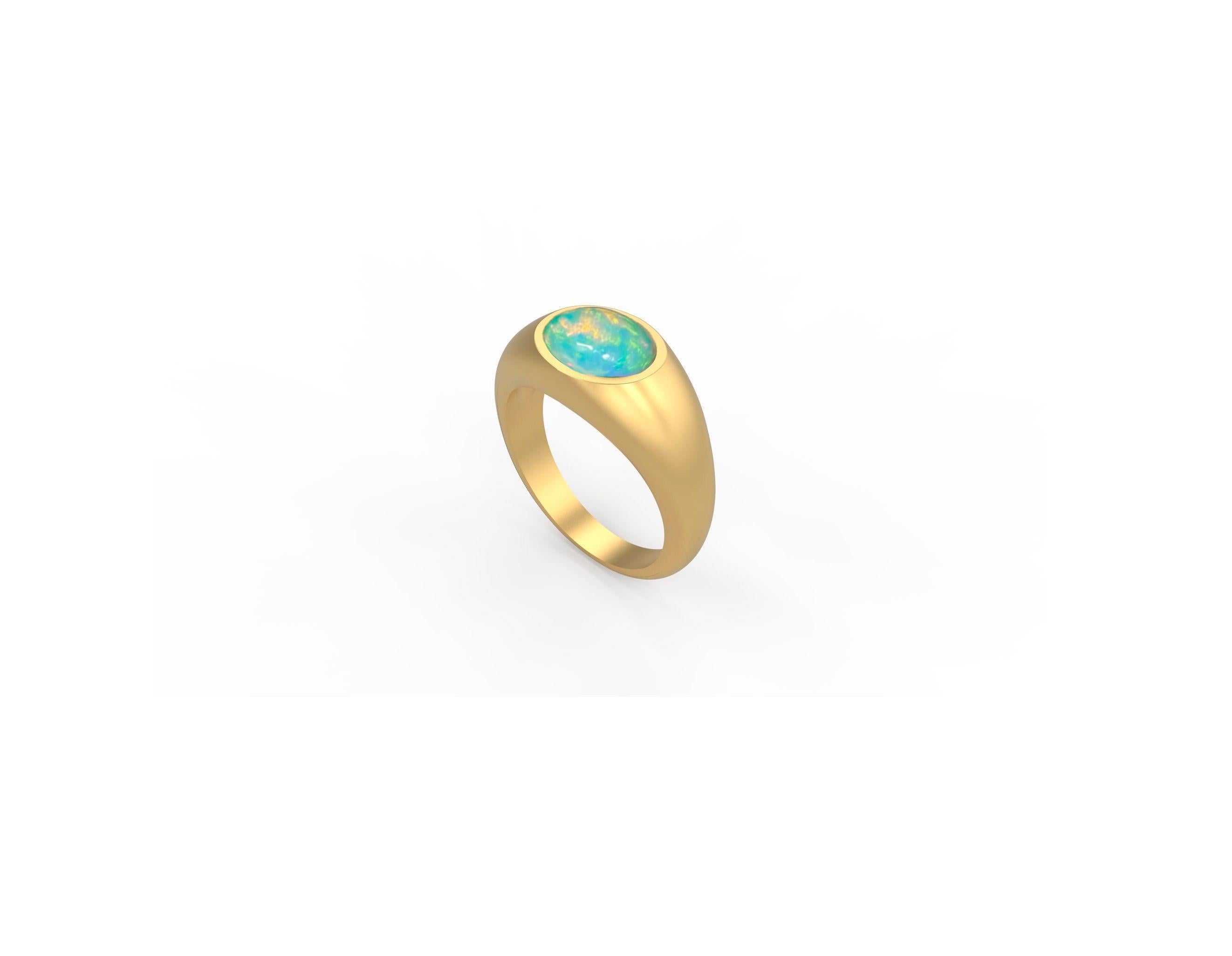 Im Angebot: Ring aus 14-karätigem massivem Gold mit Opal-Cabochon () 3