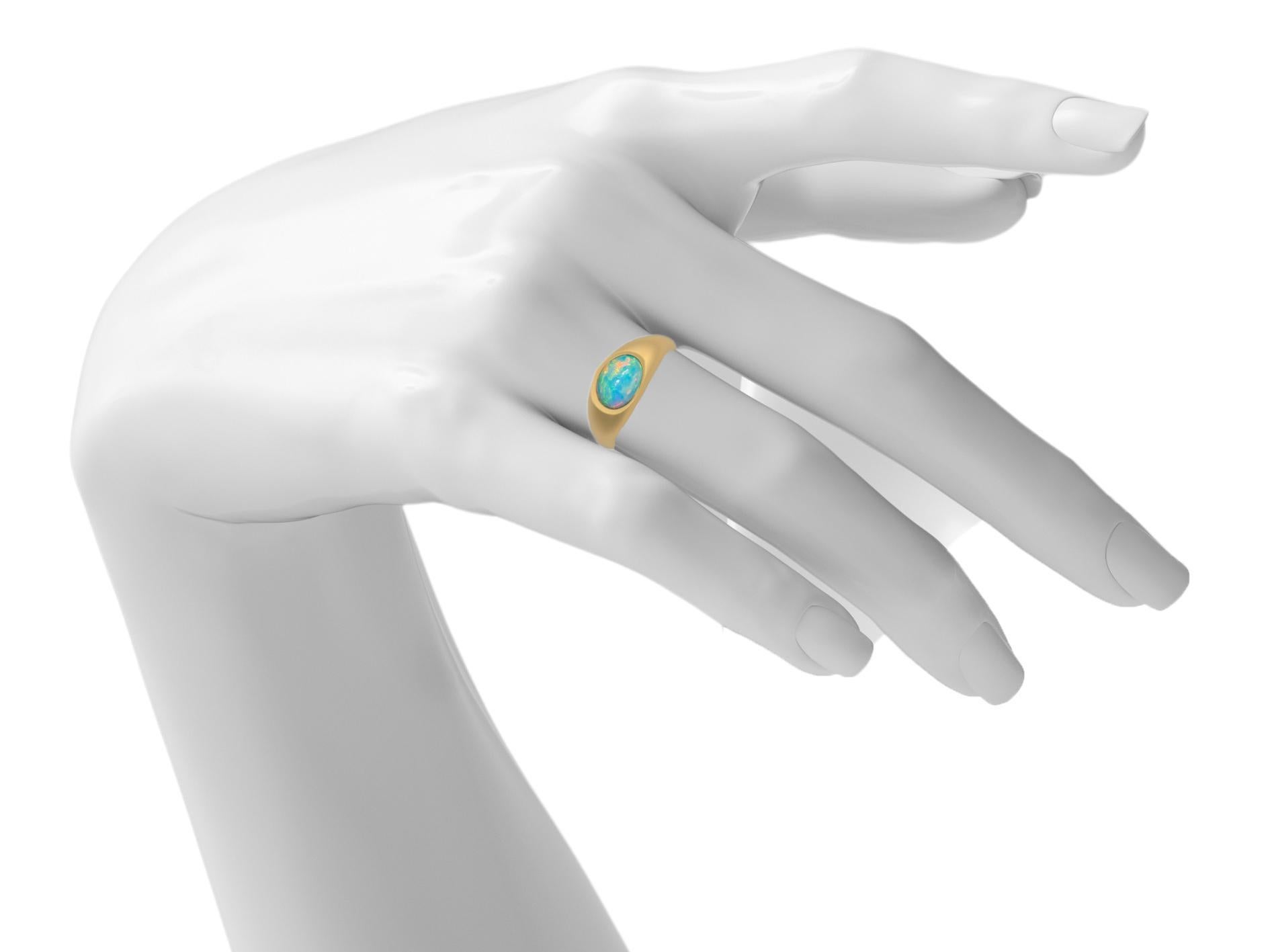 Im Angebot: Ring aus 14-karätigem massivem Gold mit Opal-Cabochon () 5