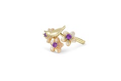 14kt solid gold ring with round amethysts