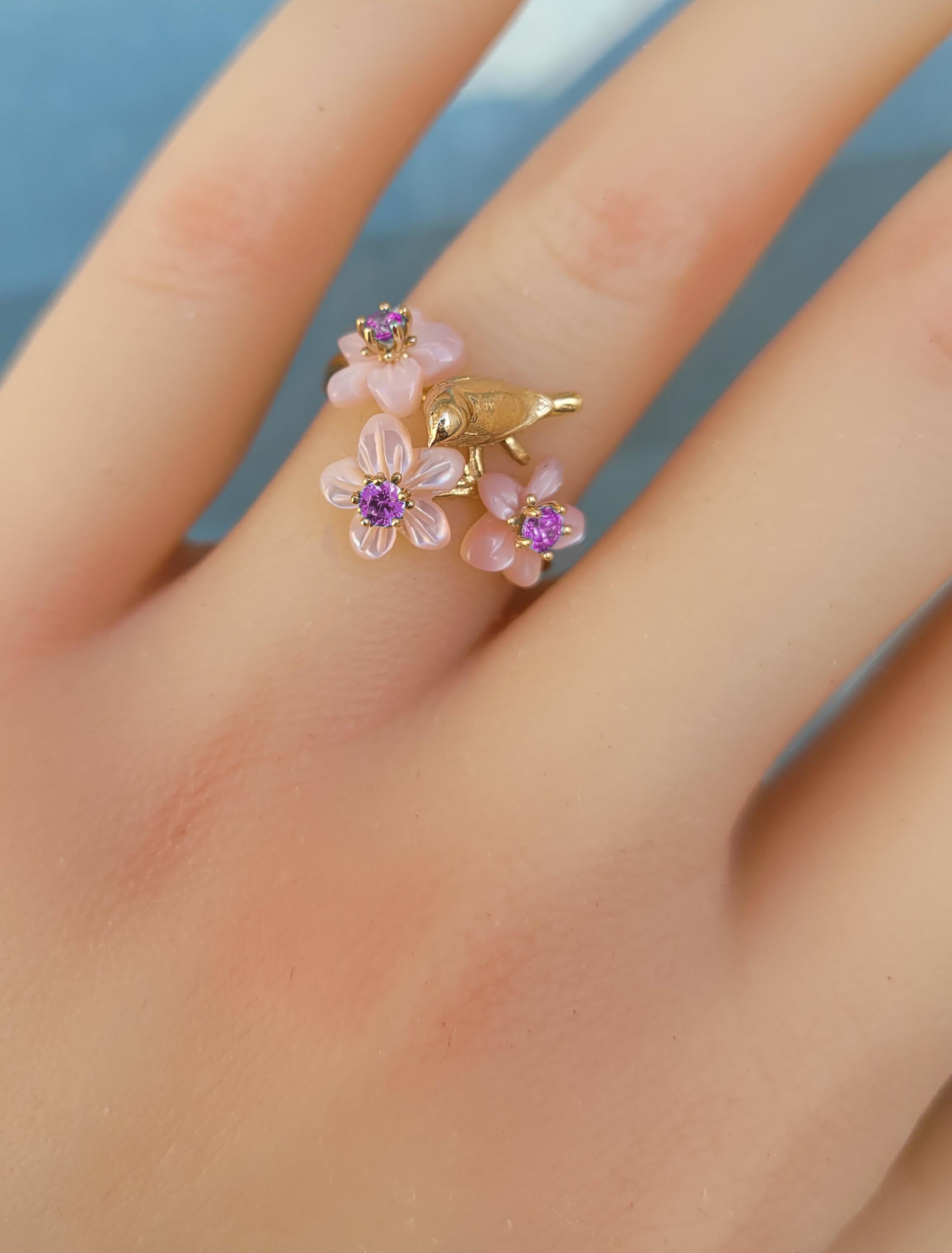 Im Angebot: Ring aus 14-karätigem massivem Gold mit runden Amethysten () 5