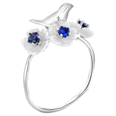 Anello in oro massiccio 14kt con zaffiri rotondi