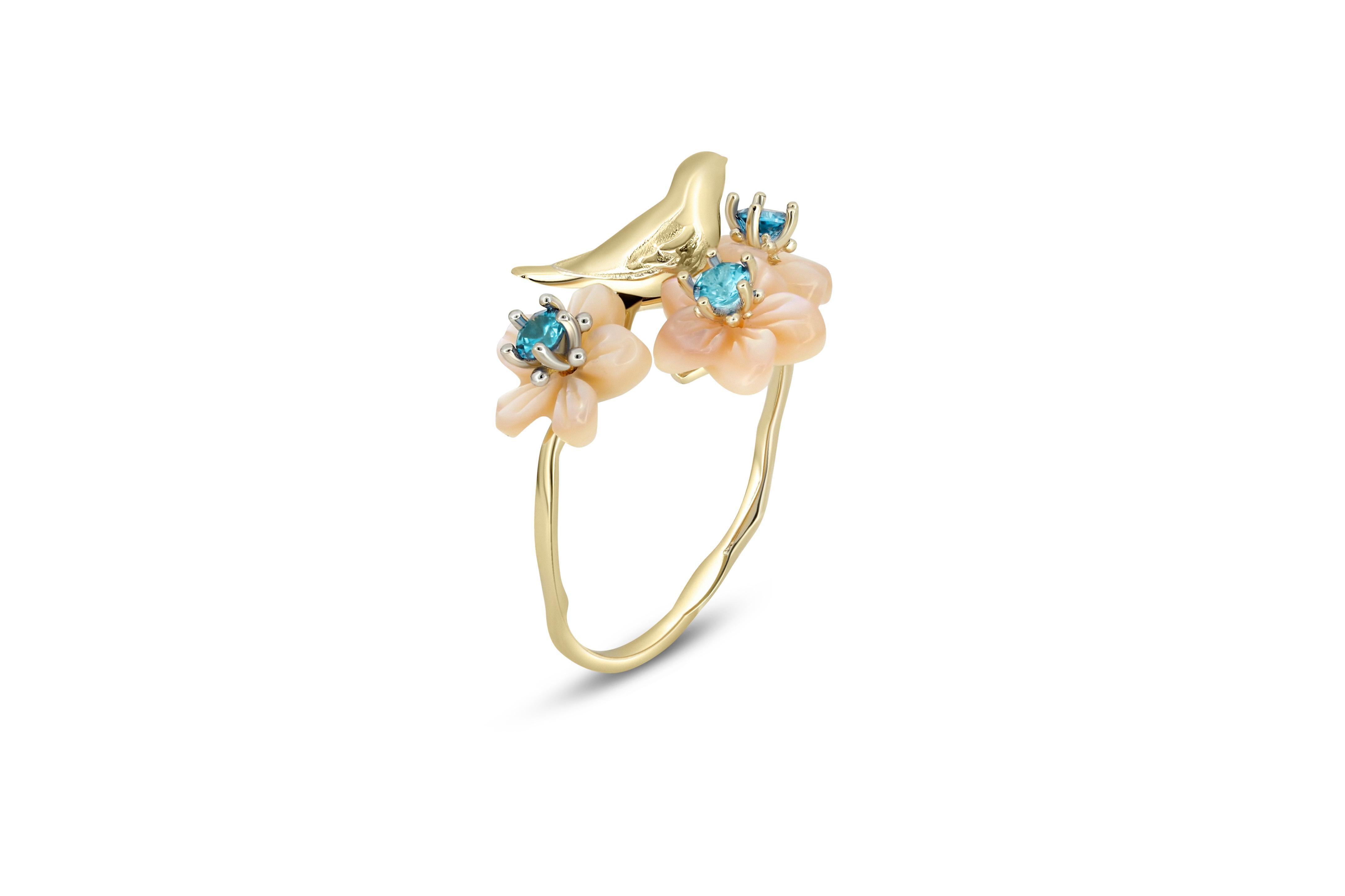 Im Angebot: Ring aus 14-karätigem massivem Gold mit runden Topasen () 4
