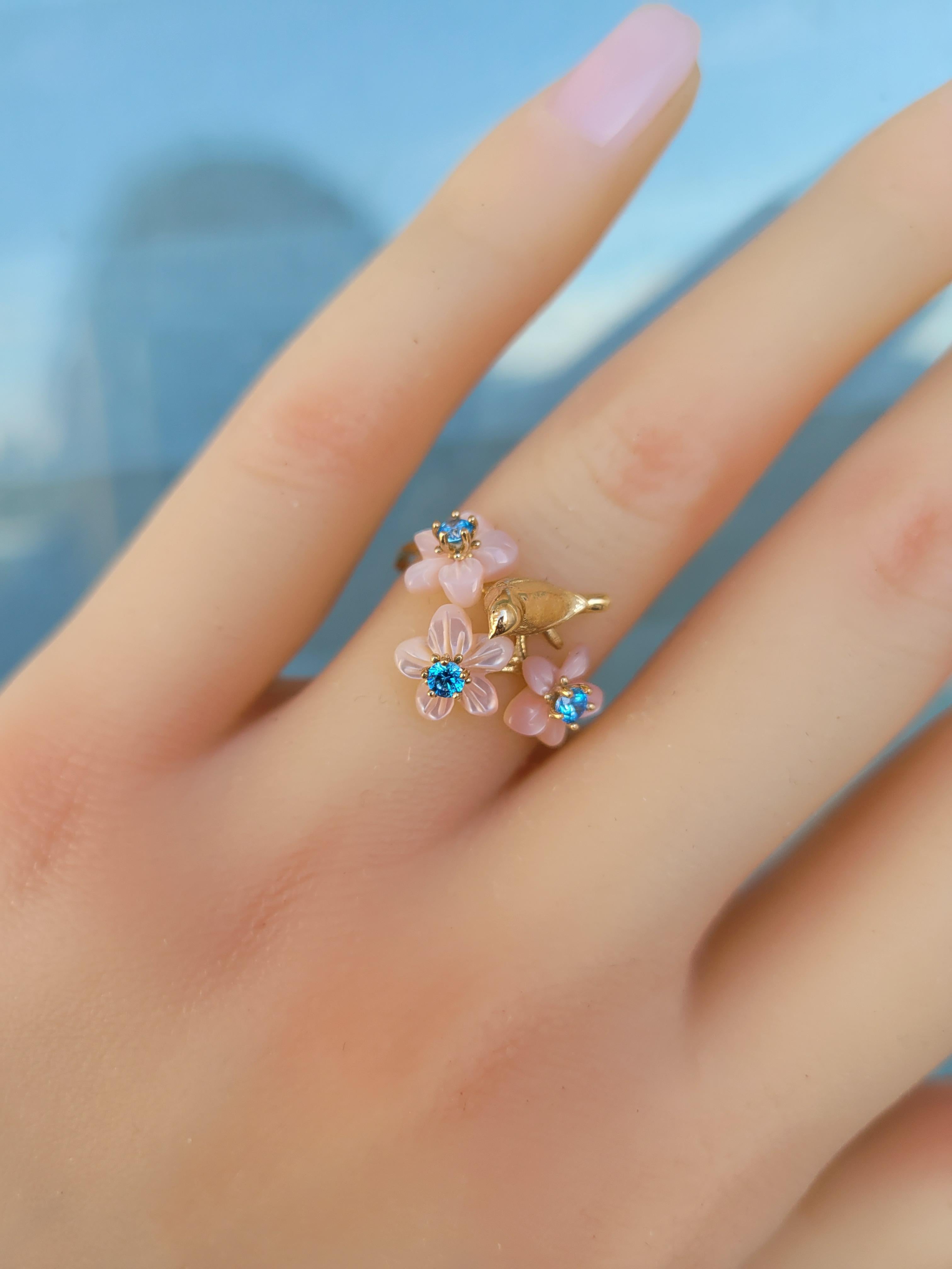 Im Angebot: Ring aus 14-karätigem massivem Gold mit runden Topasen () 6