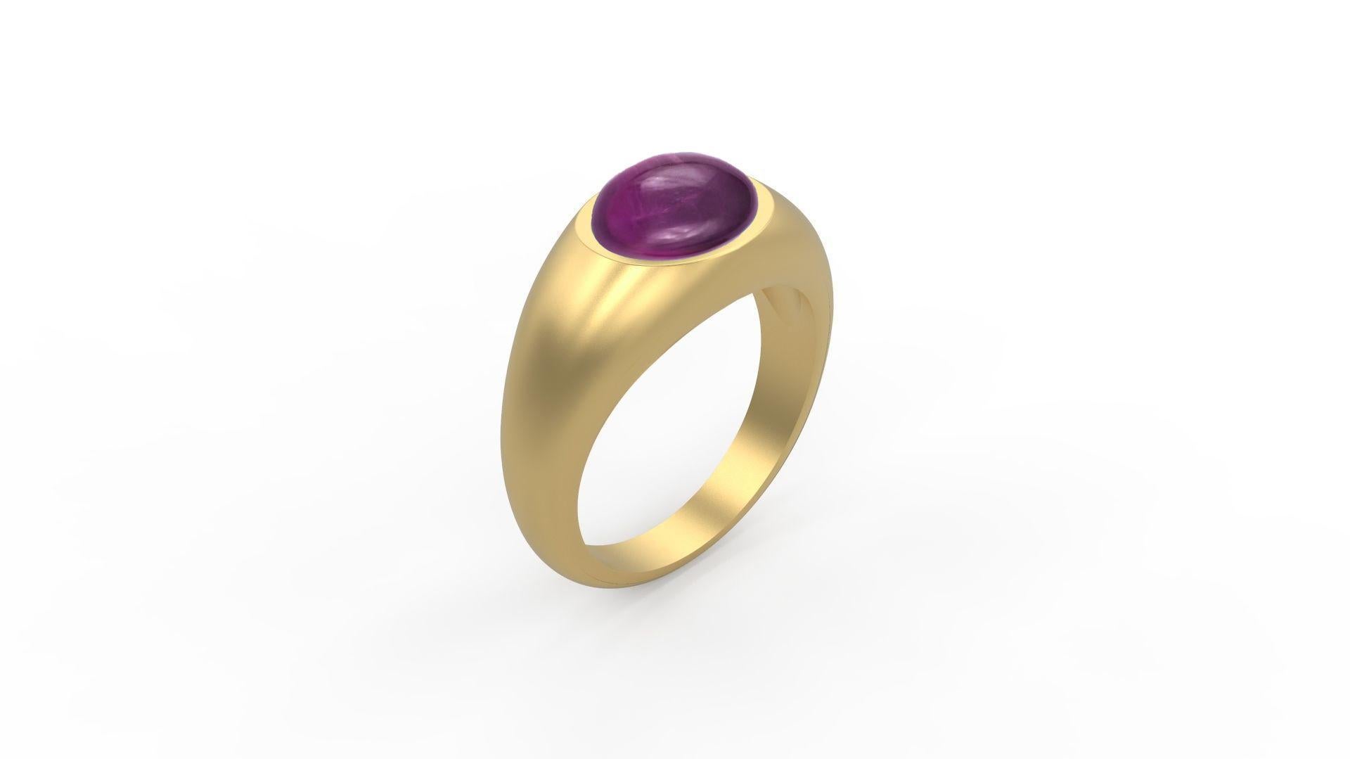 Im Angebot: Ring aus 14-karätigem massivem Gold mit Rubin-Cabochon () 2