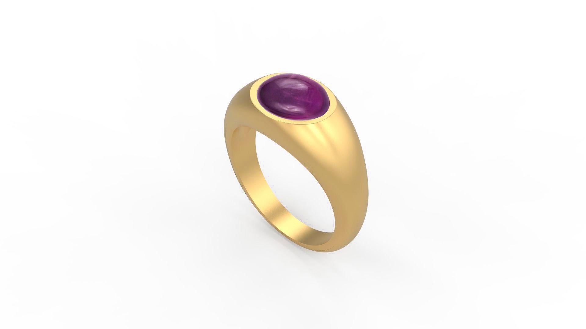 Im Angebot: Ring aus 14-karätigem massivem Gold mit Rubin-Cabochon () 3