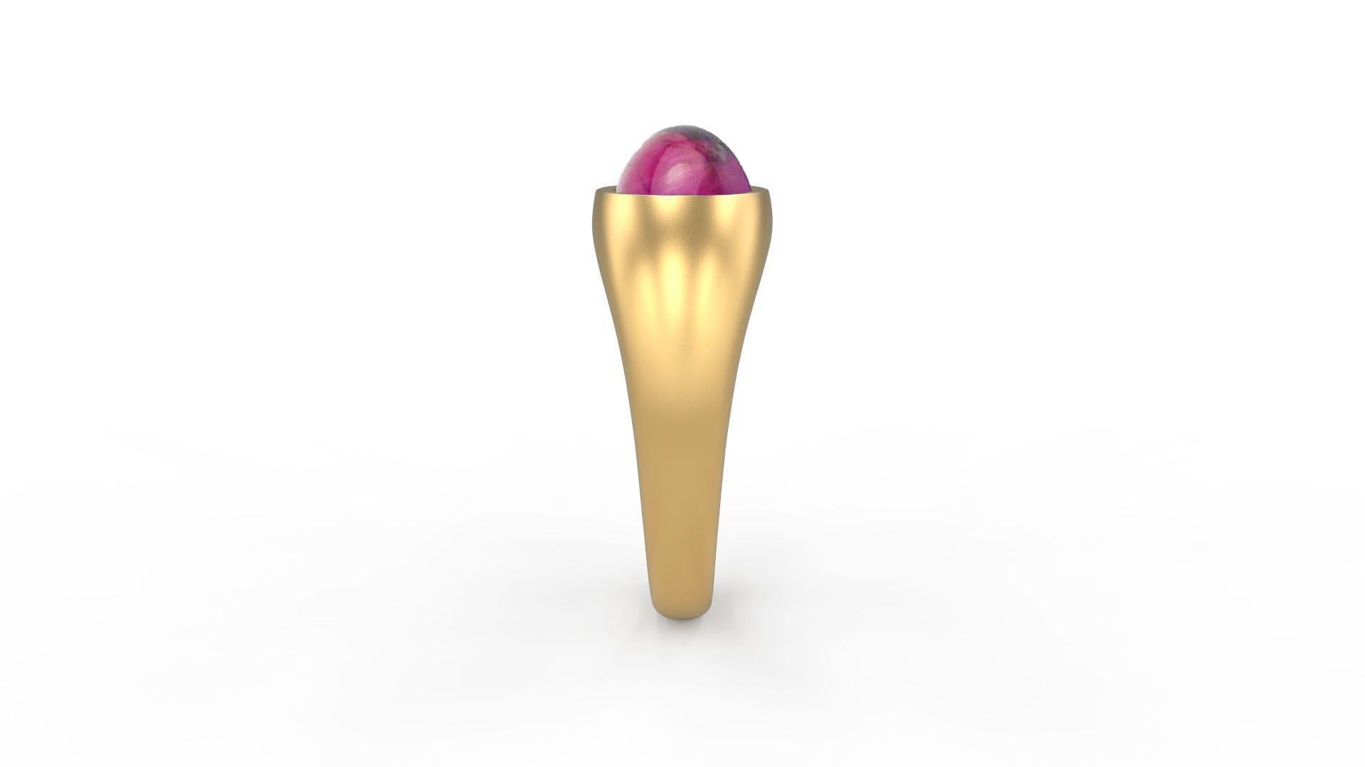 Im Angebot: Ring aus 14-karätigem massivem Gold mit Rubin-Cabochon () 4