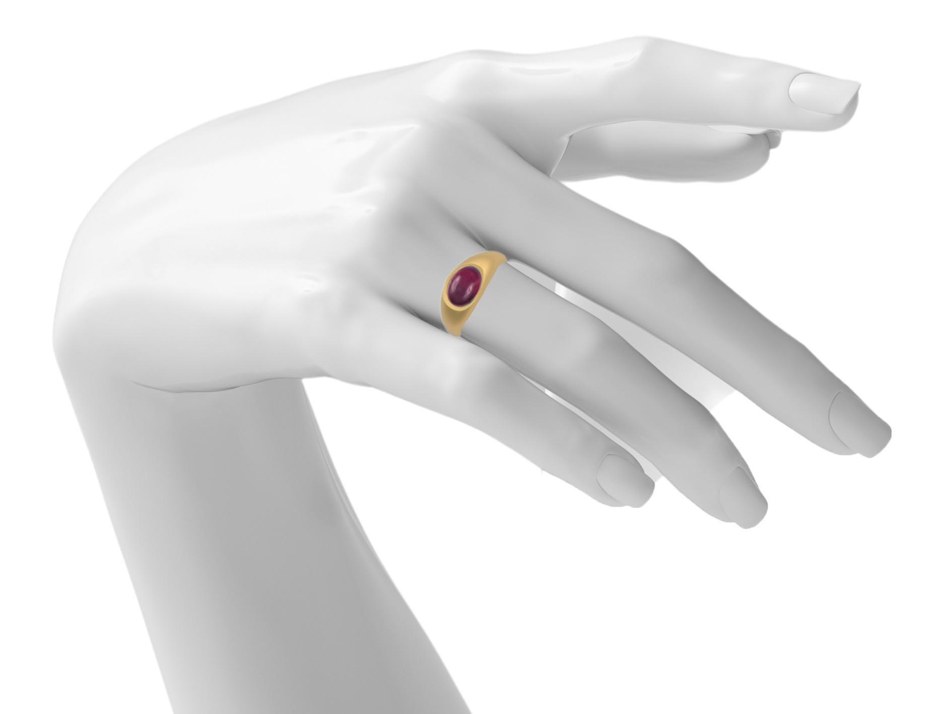Im Angebot: Ring aus 14-karätigem massivem Gold mit Rubin-Cabochon () 5