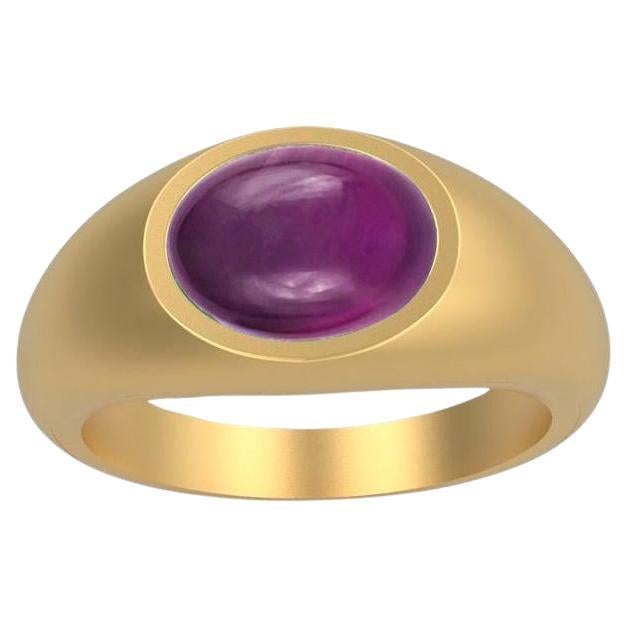 14kt solid gold ring with ruby cabochon