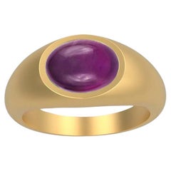 Anello in oro massiccio 14kt con rubino cabochon