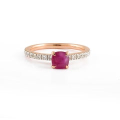 Ring aus 14 Karat massivem Roségold mit Rubin und Diamant