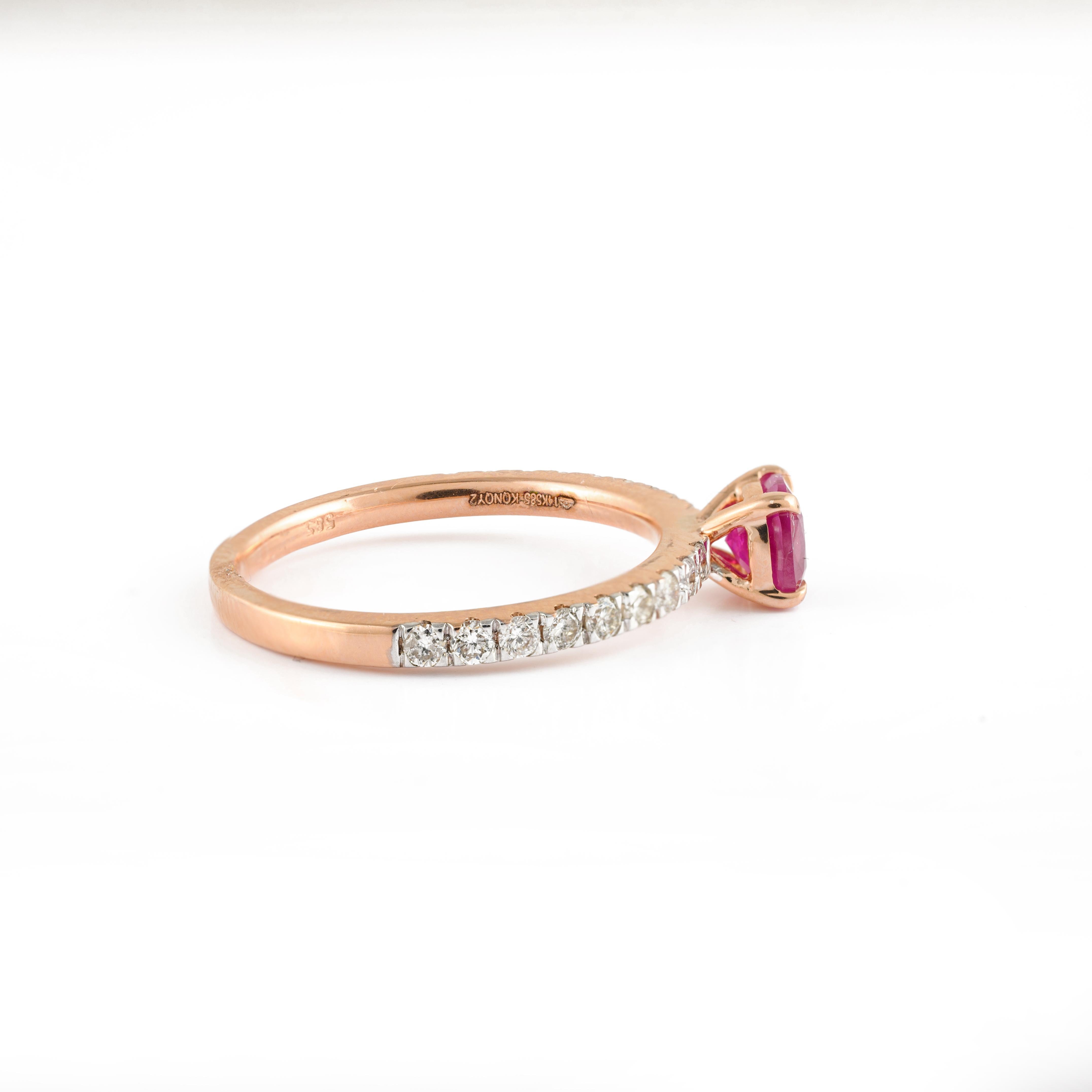 For Sale:  14kt Solid Rose Gold Ruby and Diamond Ring  3