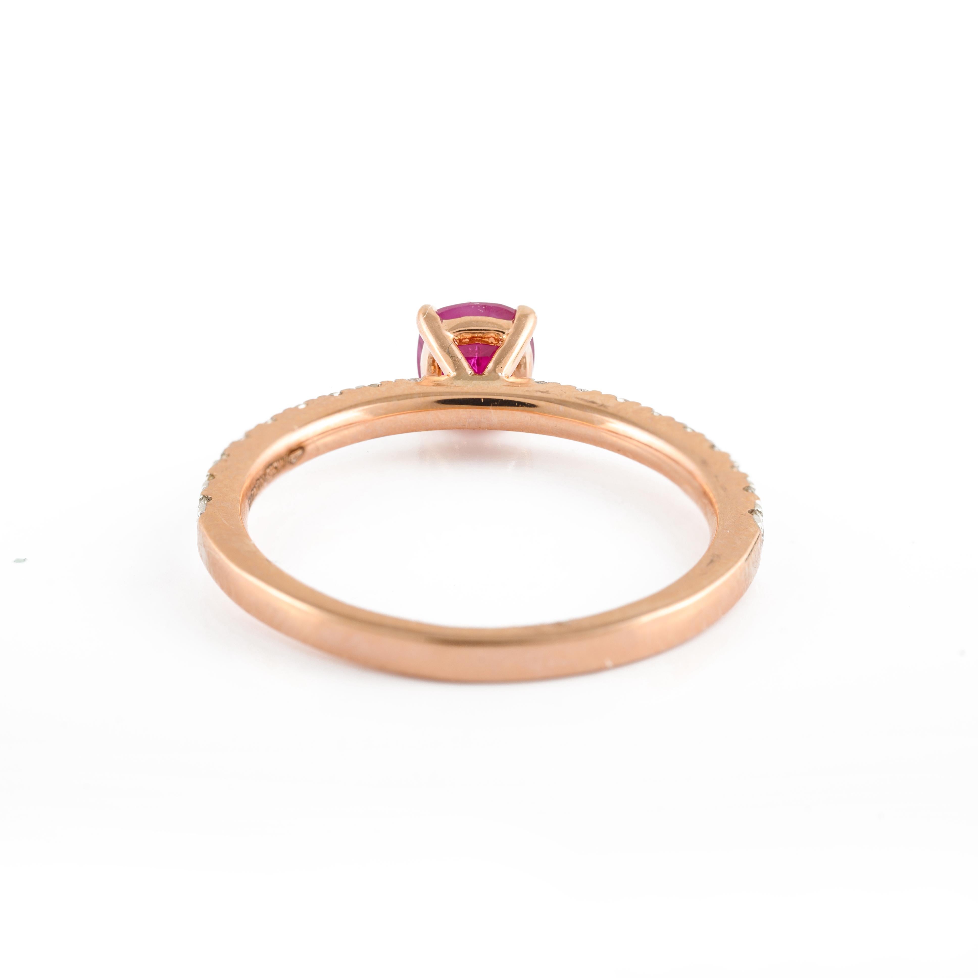 For Sale:  14kt Solid Rose Gold Ruby and Diamond Ring  4