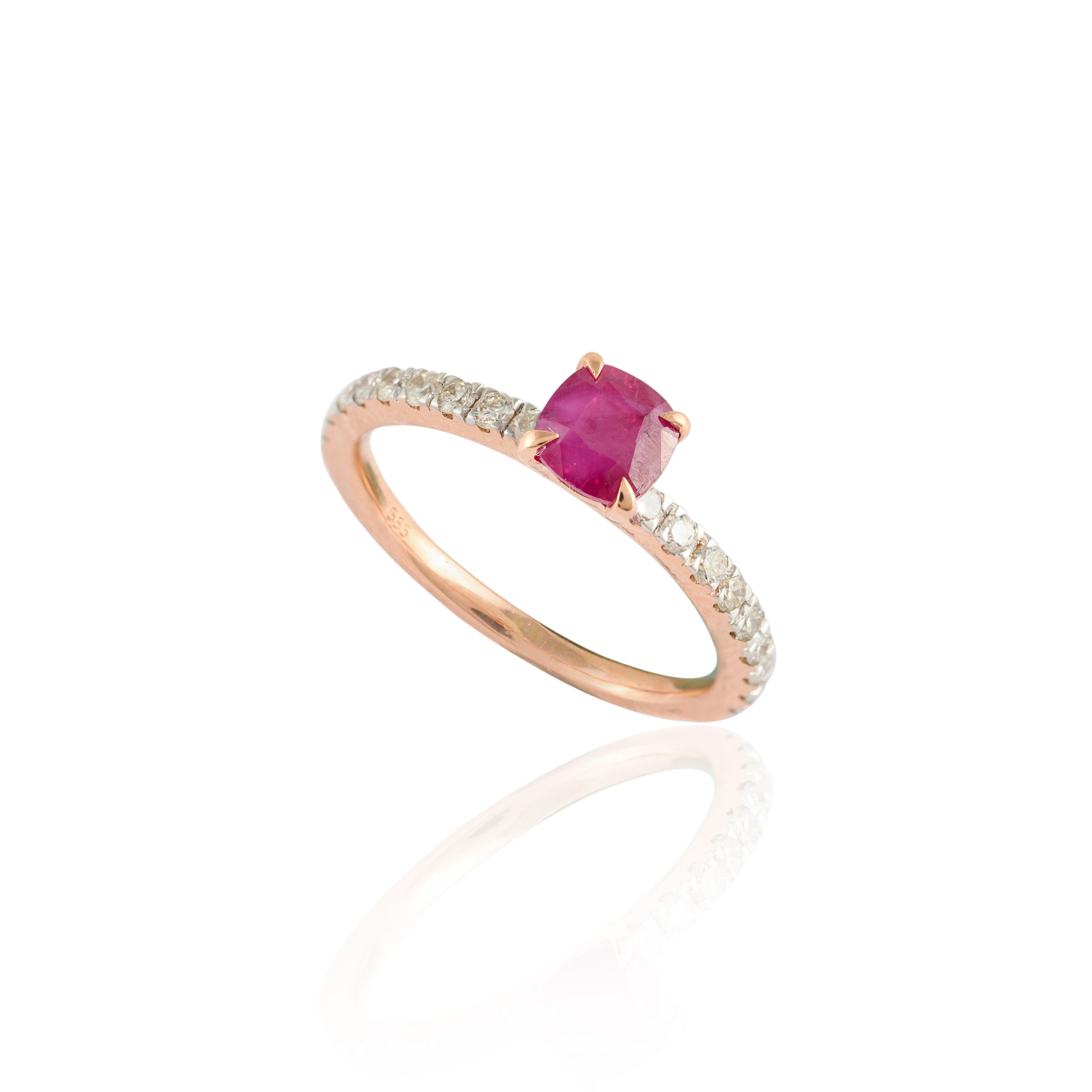 For Sale:  14kt Solid Rose Gold Ruby and Diamond Ring  5