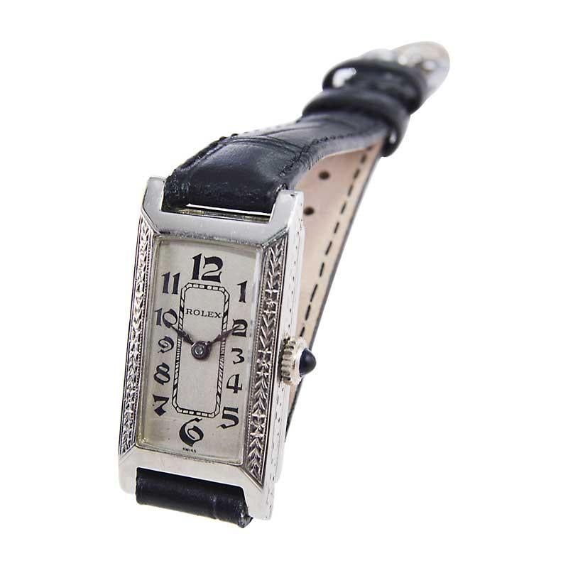 Rolex 14Kt. Solid White Gold Art Deco Tank Style with Original Dial from 1930's 2