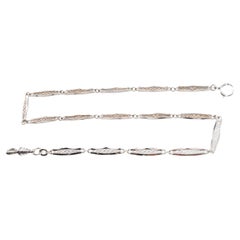14Kt Solid White Gold Hand Constructed Art Deco Bracelet Chain 1930's