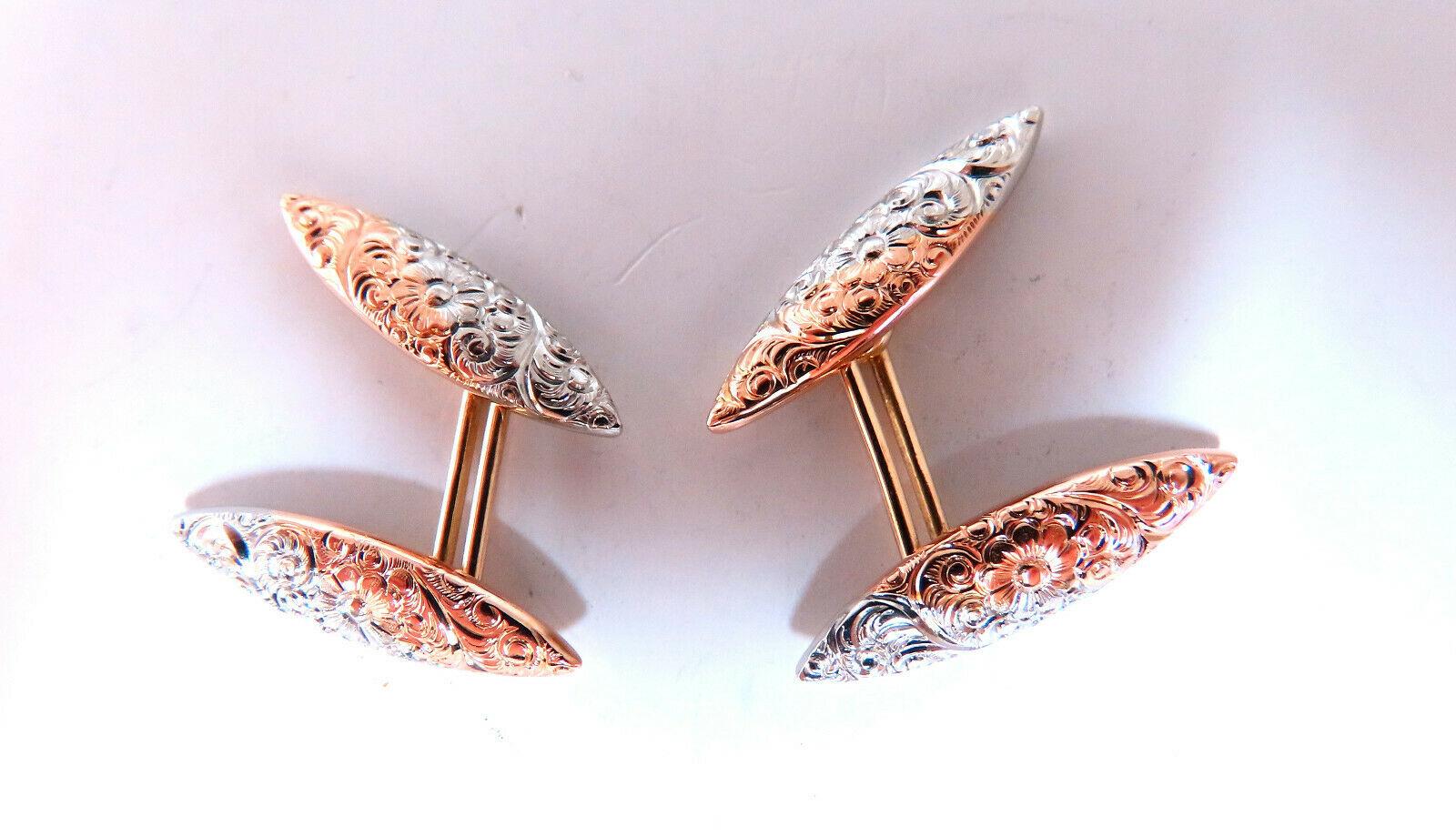 da uomo o donna Gemelli da polso a forma di marquise in oro spagnolo 14kt Deco in vendita