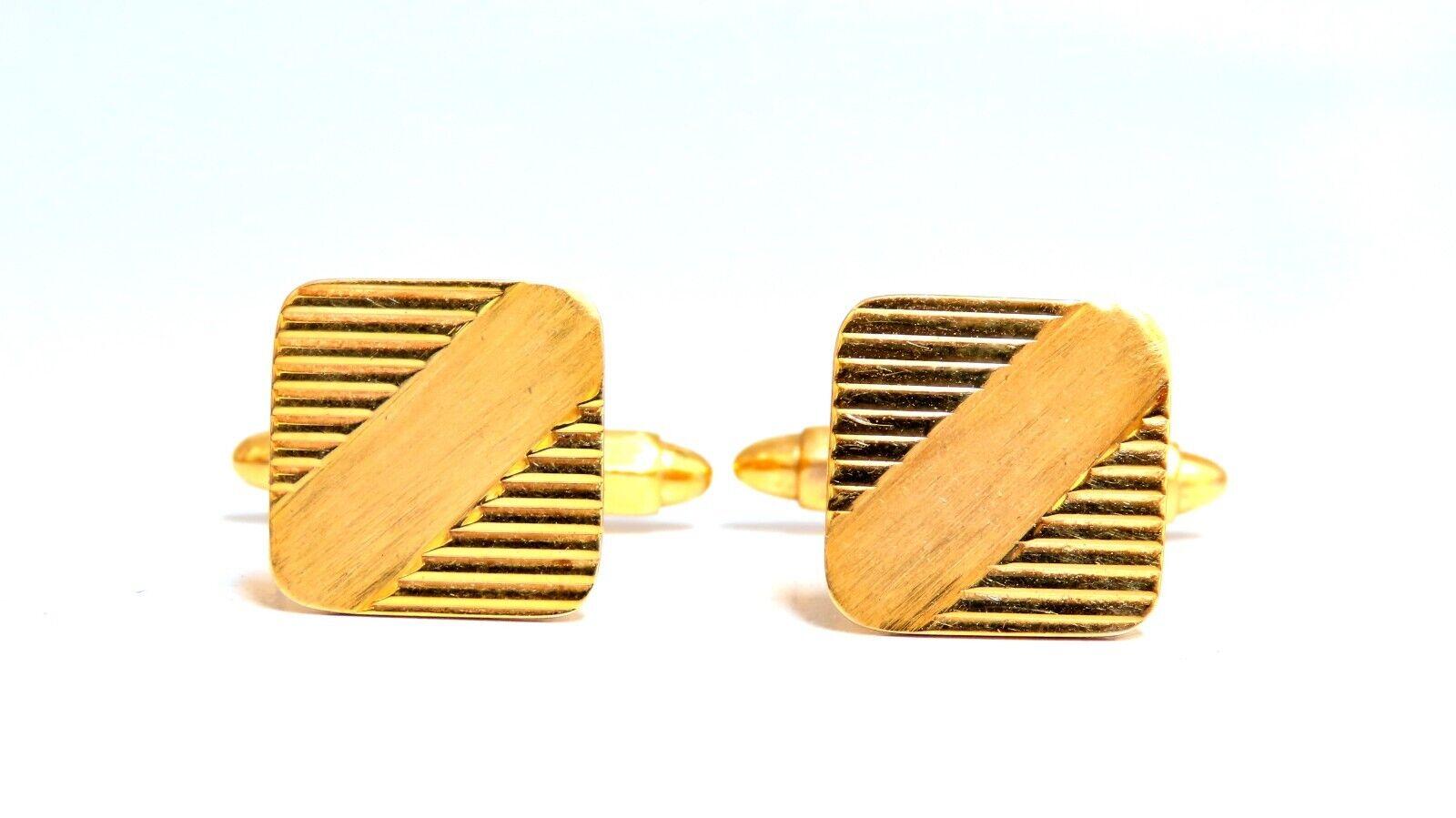 Women's or Men's 14kt Stripe and Staggered Retro Cufflinks For Sale