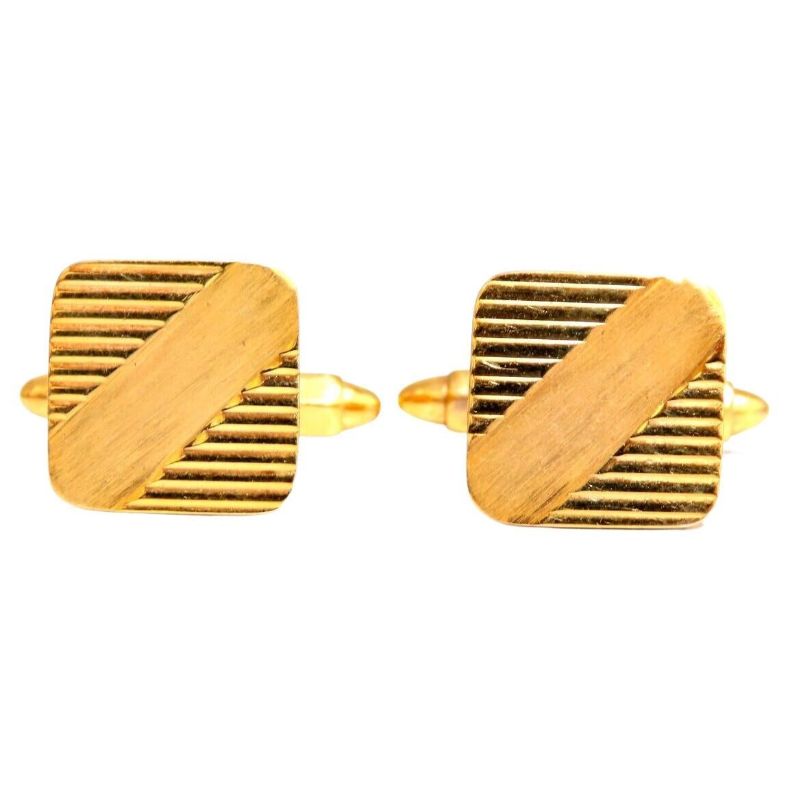 14kt Stripe and Staggered Retro Cufflinks For Sale