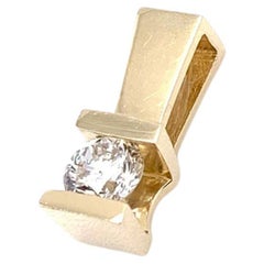 14KT Tension Set Diamond Pendant