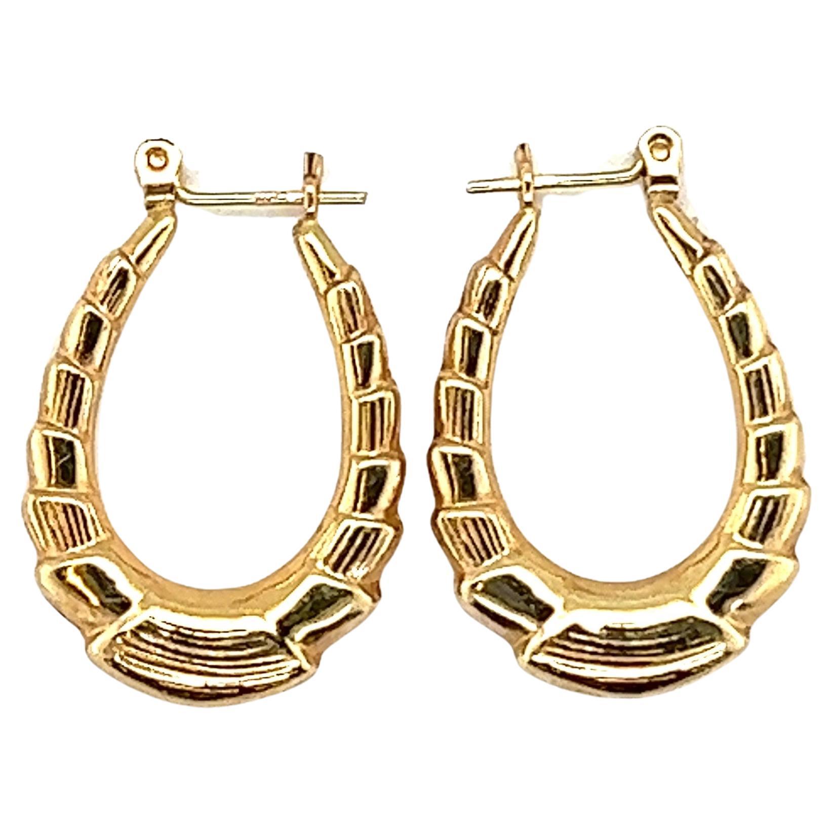 14kt Textured Hoop Earrings For Sale at 1stDibs
