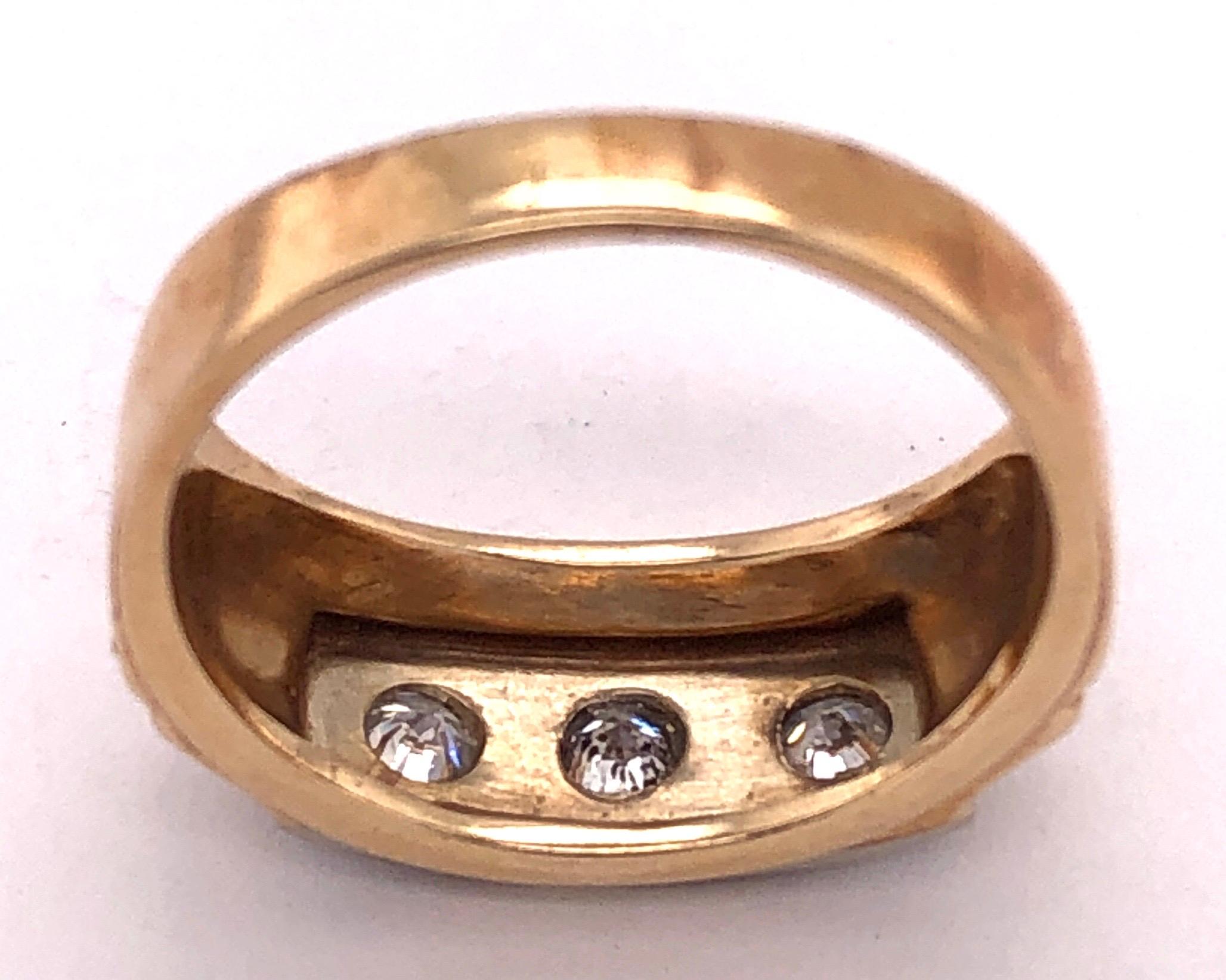 14 Karat Three Diamond Yellow and White Gold Ring or Wedding Band 0.36 TDW For Sale 4